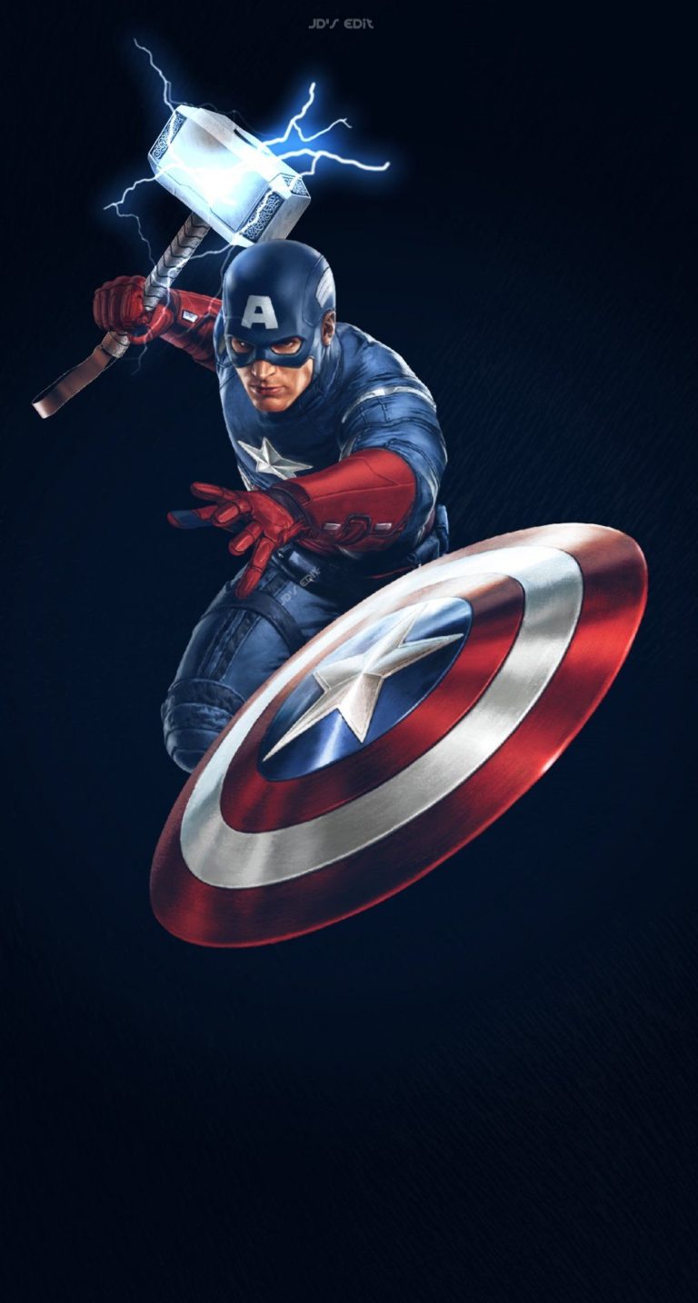 Captain America cầm Búa Thor và Khiên 4K tải xuống hình nền